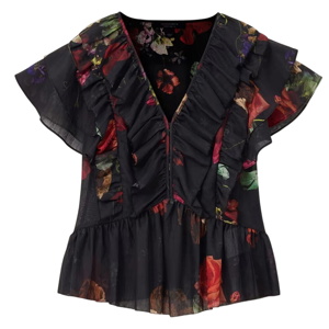 AllSaints Alma Floral Frill Top